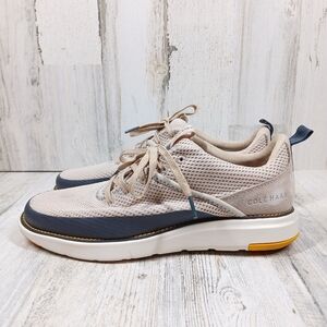 Cole Haan Men's Beige and Navy GrandPro Rally Golf Sneakers #878